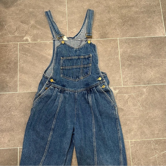 Vintage overalls denim medium wash blue mom jean 90s no stretch - Picture 12 of 13